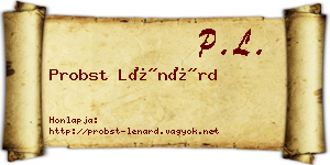 Probst Lénárd névjegykártya